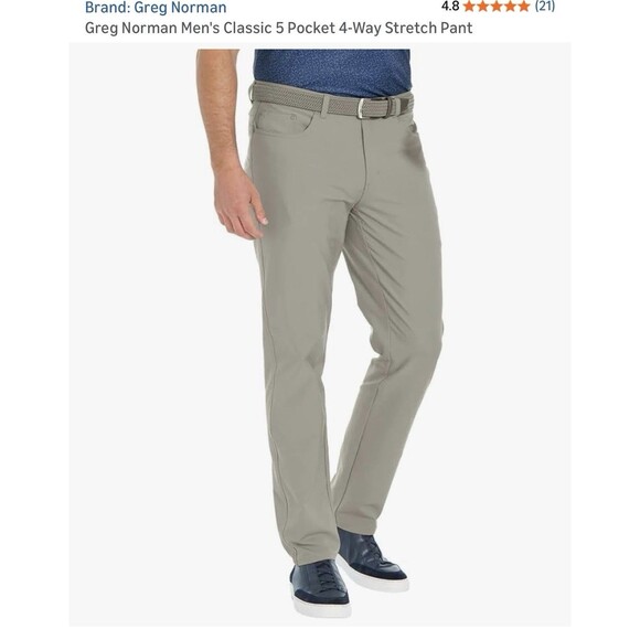 NWT Greg Norman Ultimate 5 Pocket Men's 34 X 34 Stretch Golf Pants Olive Green - Picture 4 of 7